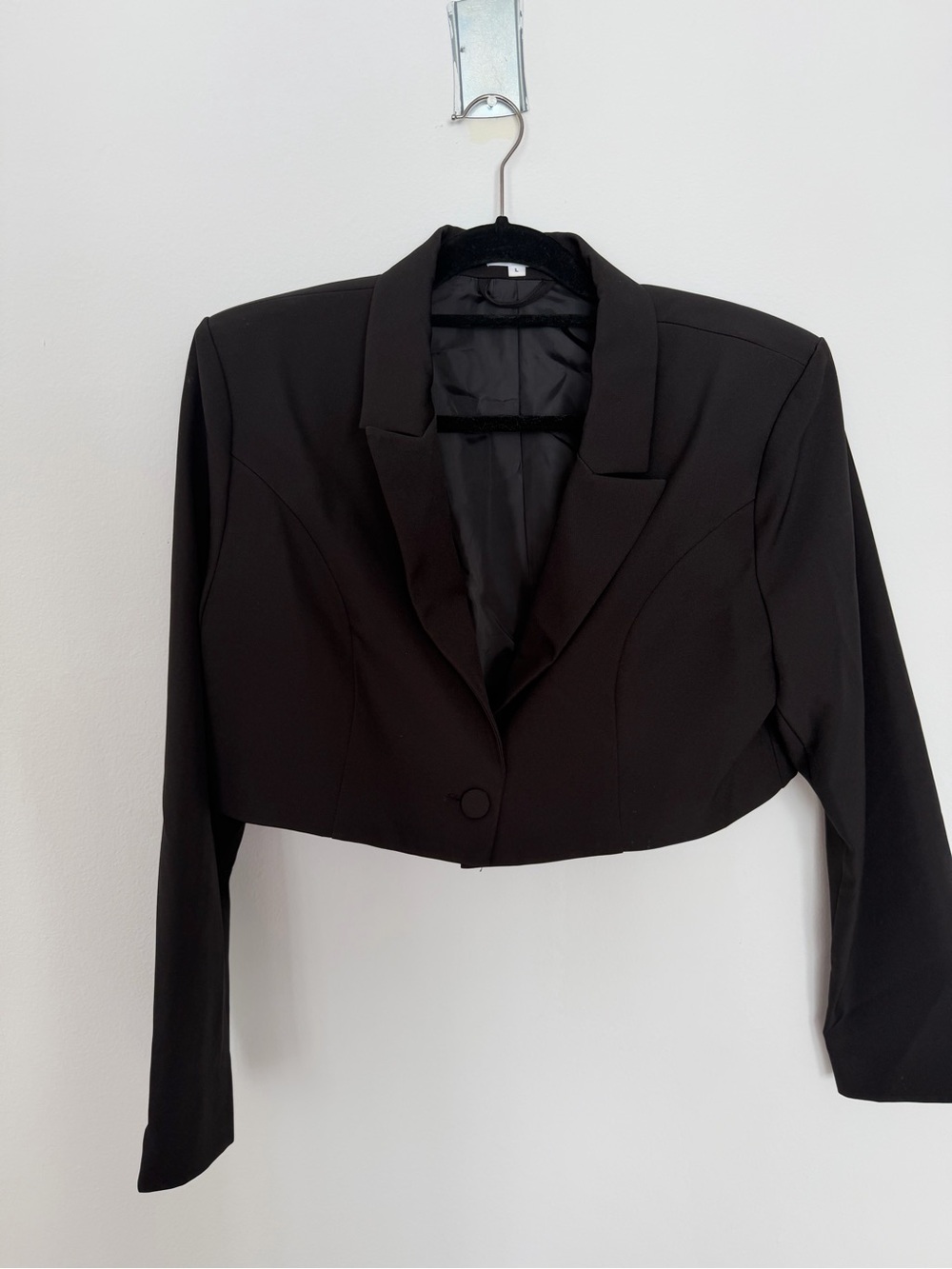 Cropped Black Women's Blazer Jacket - Tailored Single-Button